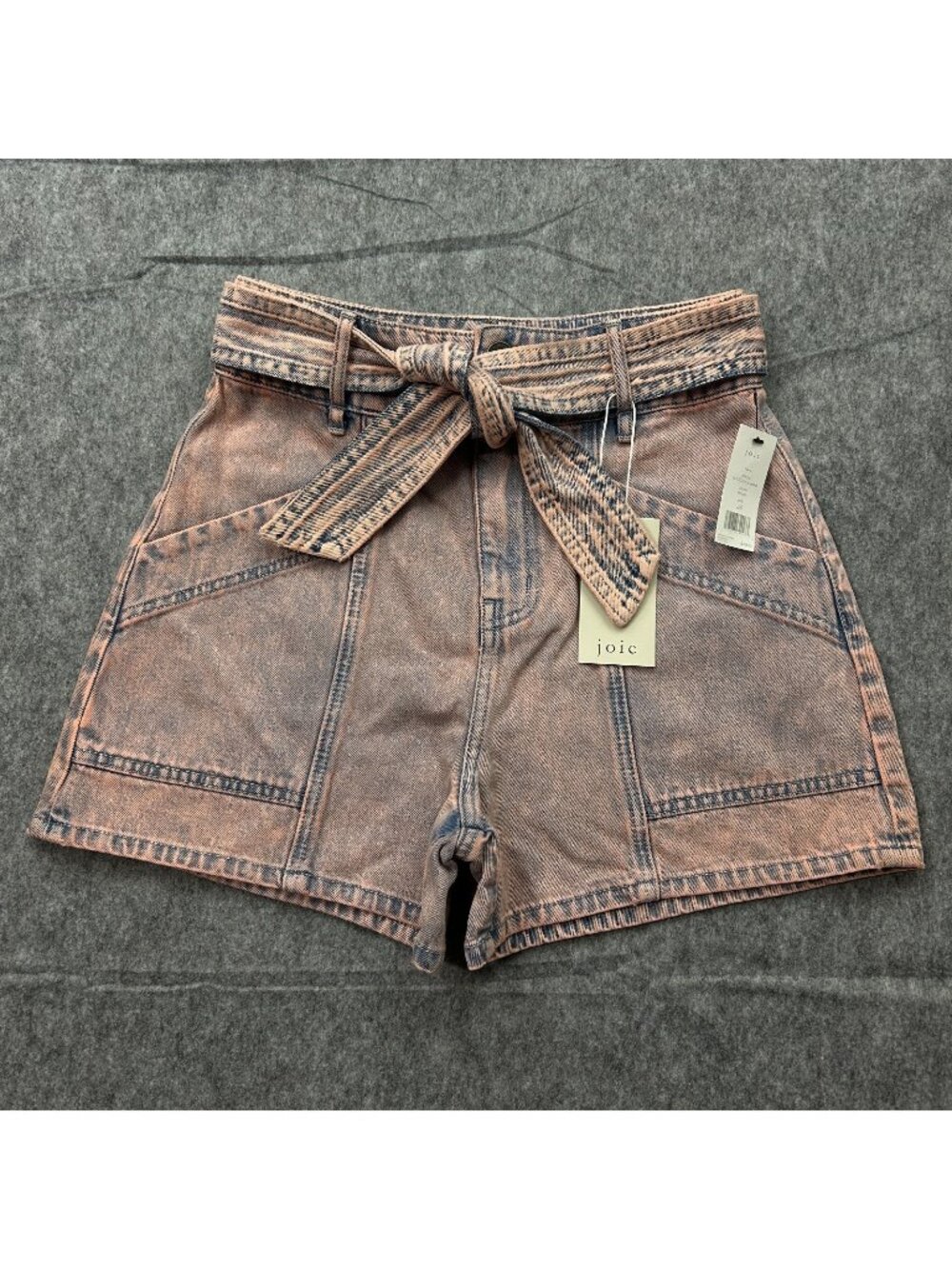 Joie Edana Belted Jean Shorts Women's Size 28 Melon Acid Wash Denim NWT